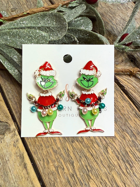 Grinch Ornament Earrings | Red