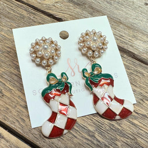 Christmas Pearls Stocking Earrings | Multi