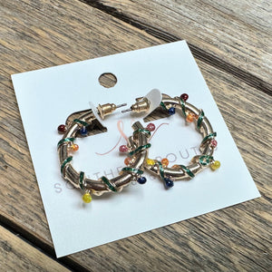 Small Christmas Lights Hoop Earrings | Gold