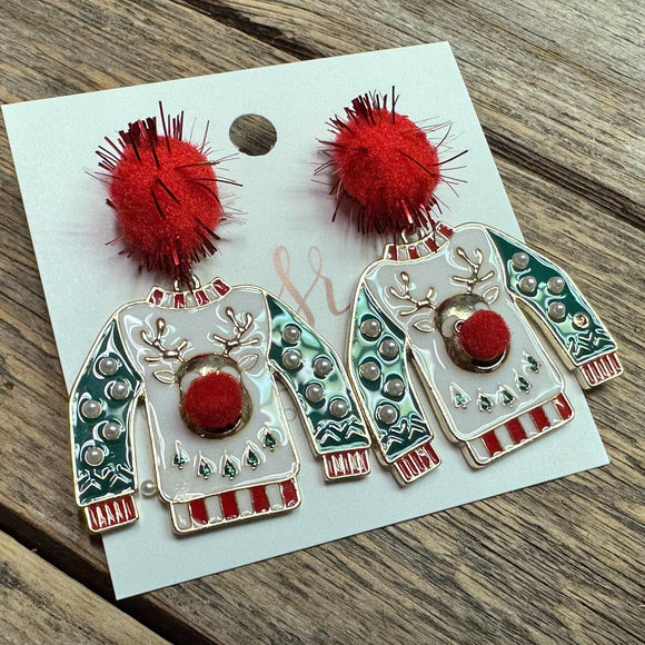 Ugly Sweater Pom Earrings | Multi