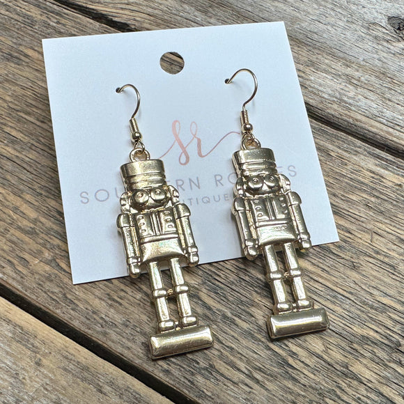 Nutcracker Metal Earrings | Gold