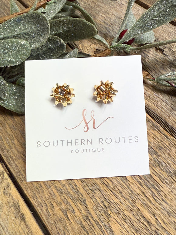 Wrapping Bow Stud Earrings | Gold