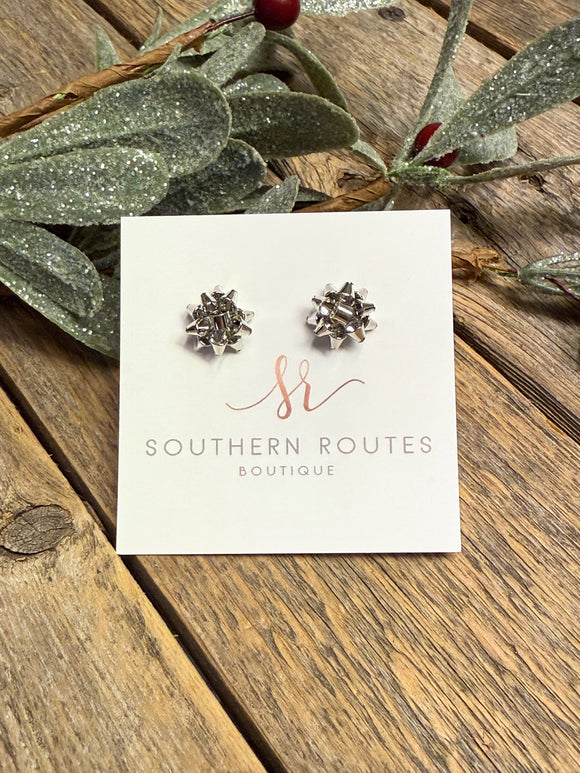 Wrapping Bow Stud Earrings | Silver