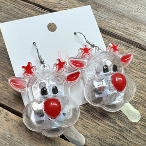 Light Up Rudolph Earrings | Red