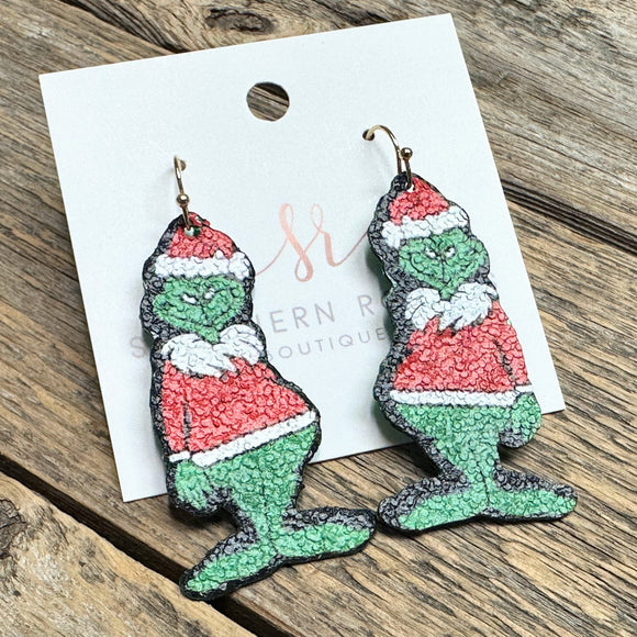 Textured Grinch Earrings | Green