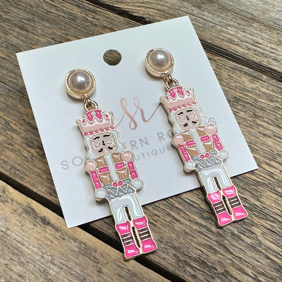 Pearl Nutcracker Earrings | Pink