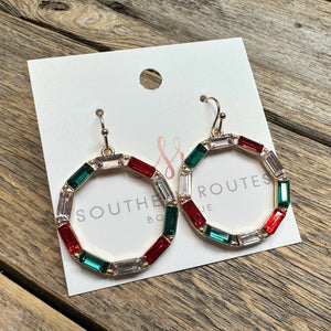 Christmas Crytal Circle Earrings | Multi