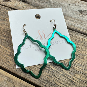 Ornate Mirrored Earrings | Green