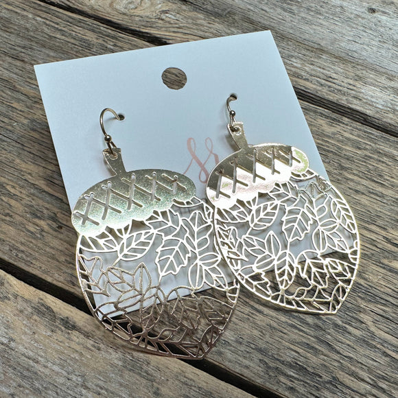 Acorn Metal Earrings | Gold