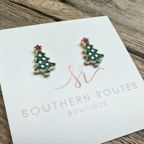 Christmas Tree Earrings | Petite Studs