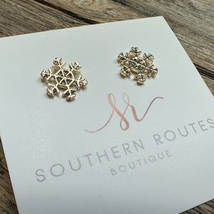 Gold Snowflake Earrings | Petite Studs