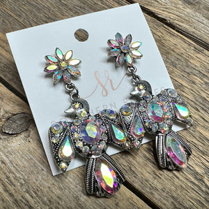 AB Rhinestone Thunderbird Earrings | Silver