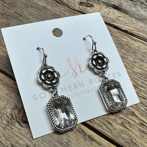 Wildflower Clear Crystal Earrings | Silver