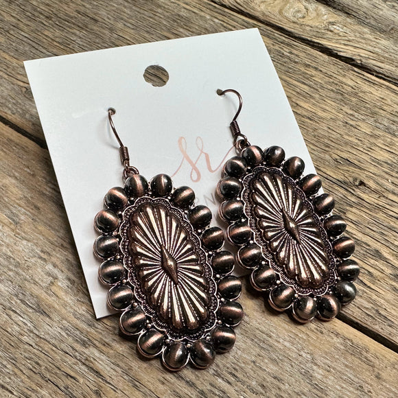 Western Concho Earrings | Bronze