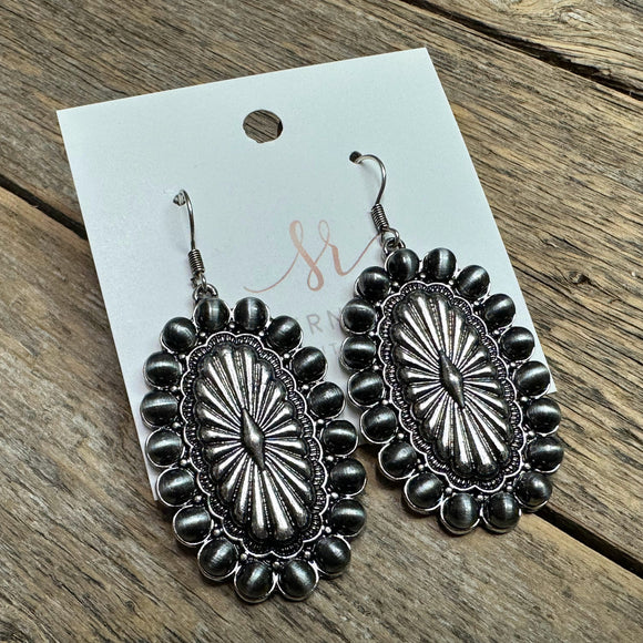 Western Concho Earrings | Silver