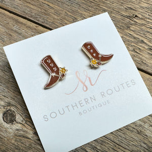 Western Boot Stud Earrings | Gold