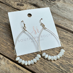 Beaded Teardrop Earrings | White