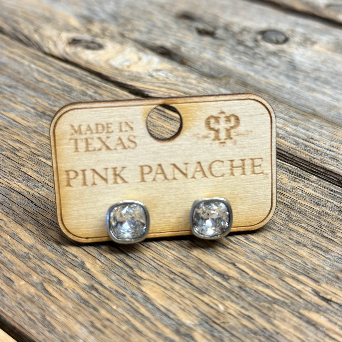 Clear Crystal | 8mm Silver Studs | Pink Panache