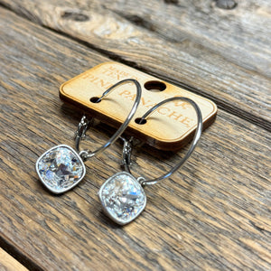 Clear Crystal | Silver | Small Hoops | Pink Panache