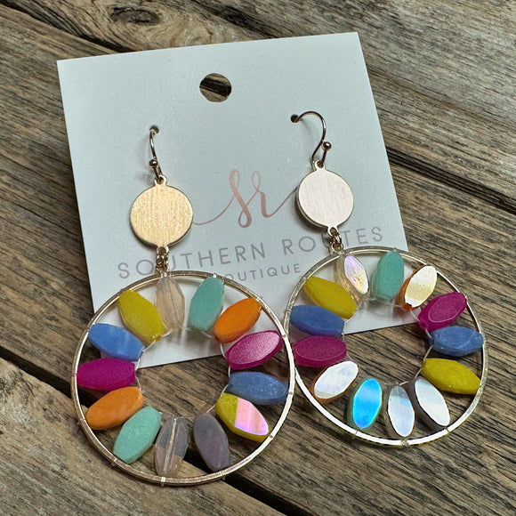 Circular Iridescent Earrings | Multi