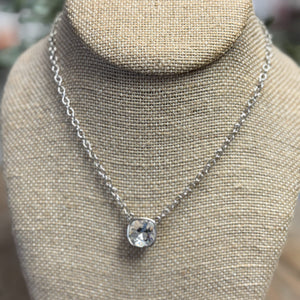 Clear Crystal | Silver Necklace | Pink Panache