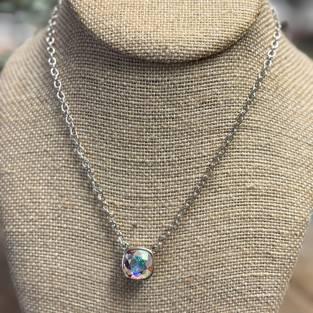 AB Crystal | Silver Necklace | Pink Panache