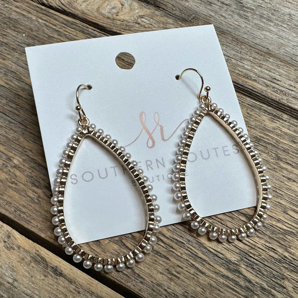 Pearl Accent Teardrop Earrings | Gold