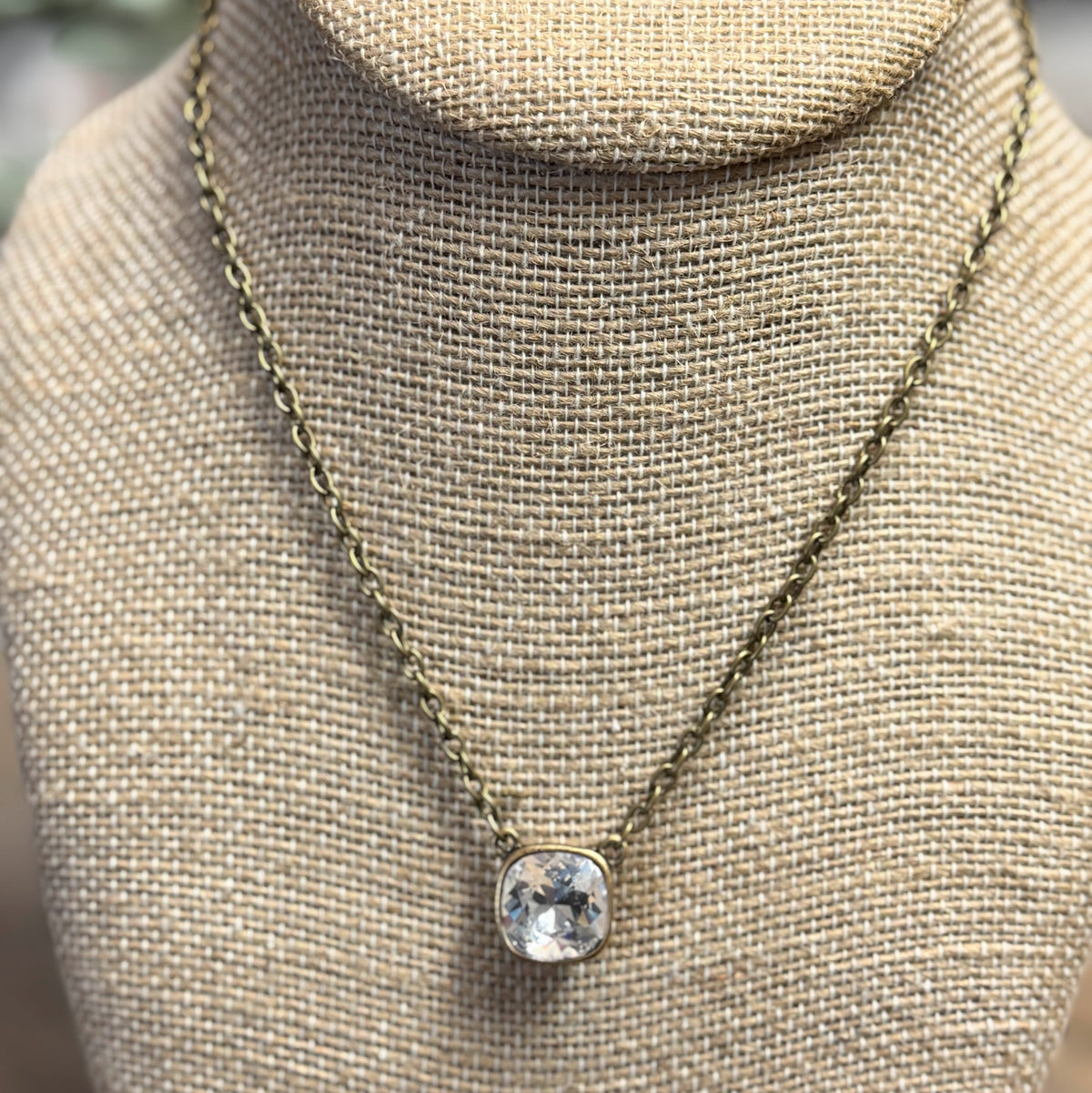 Clear Crystal | Bronze Necklace | Pink Panache