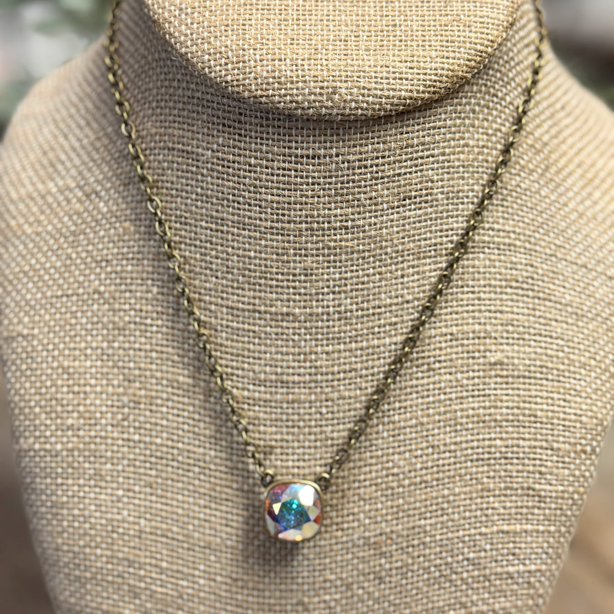 AB Crystal | Bronze Necklace | Pink Panache