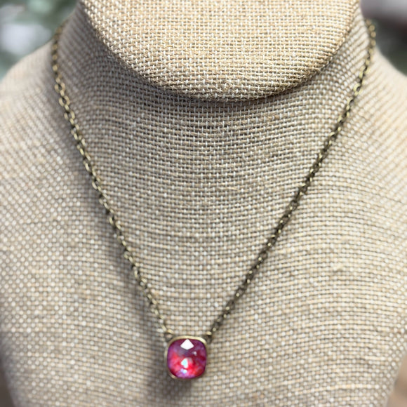 Fuchsia Crystal | Bronze Necklace | Pink Panache