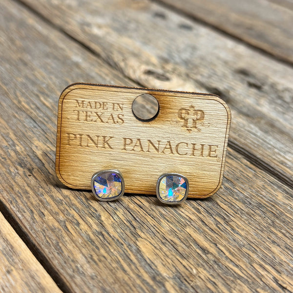 AB Silver | 8mm Silver Studs | Pink Panache