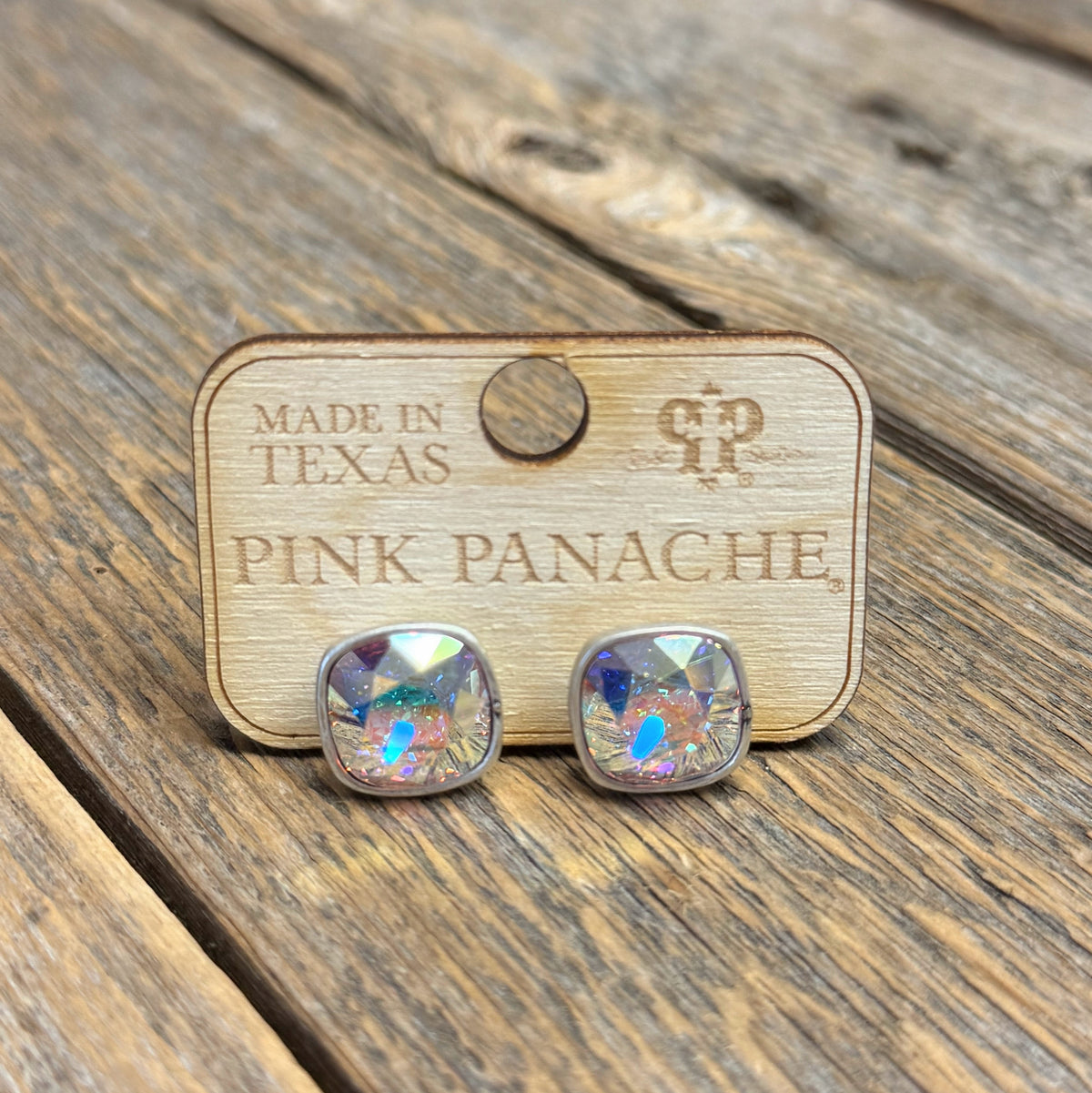 AB Crystal | 12mm Silver Studs | Pink Panache