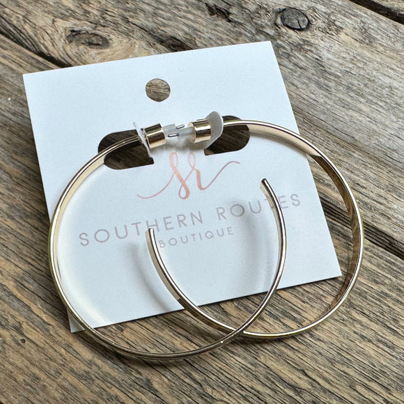 Large Flat Hoop Earrings | Gold