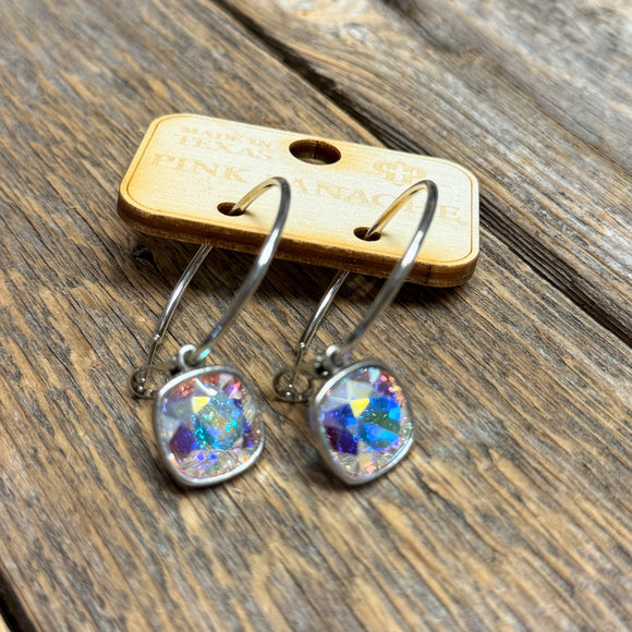 AB Crystal | Silver | Small Hoops | Pink Panache
