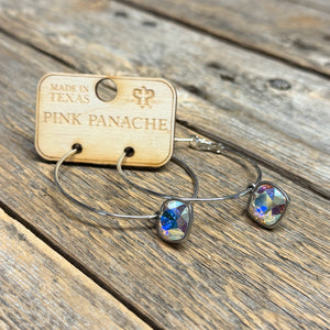 AB Crystal | Silver | Large Hoops | Pink Panache