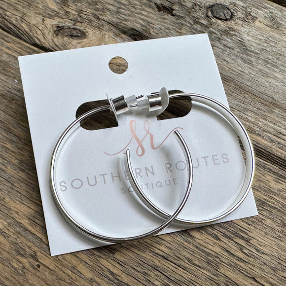 Medium Flat Hoop Earrings | Silver