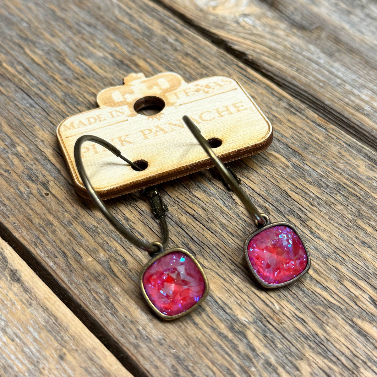 Fuchsia Crystal | Bronze | Small Hoops | Pink Panache