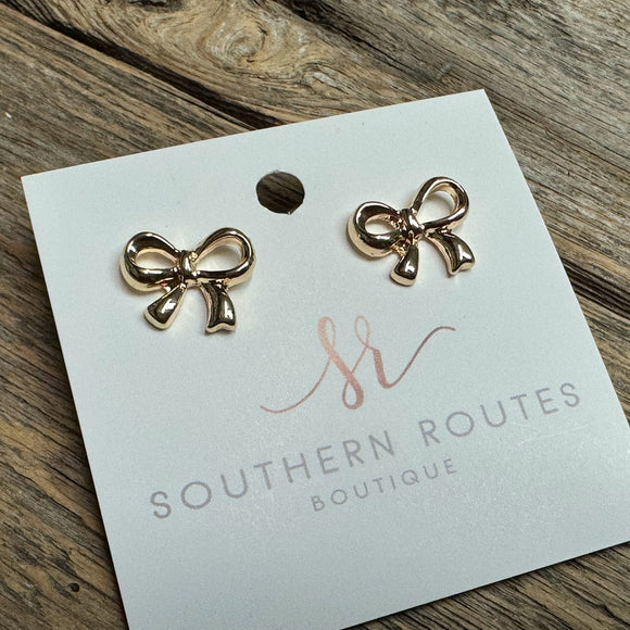 Bow Stud Earrings | Gold