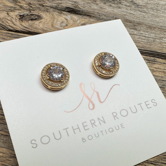 Crystal Stud Earrings | Gold