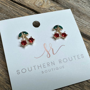 Cherry Stud Earrings | Gold
