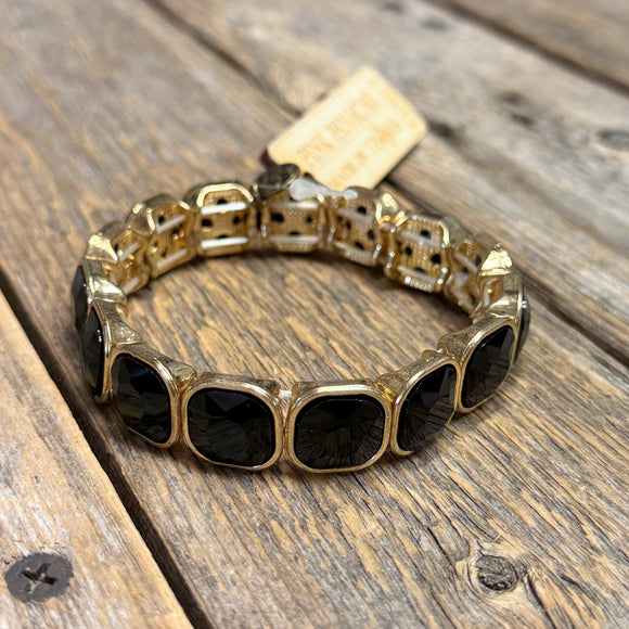 Black+Gold Stretch Bracelet | Pink Panache