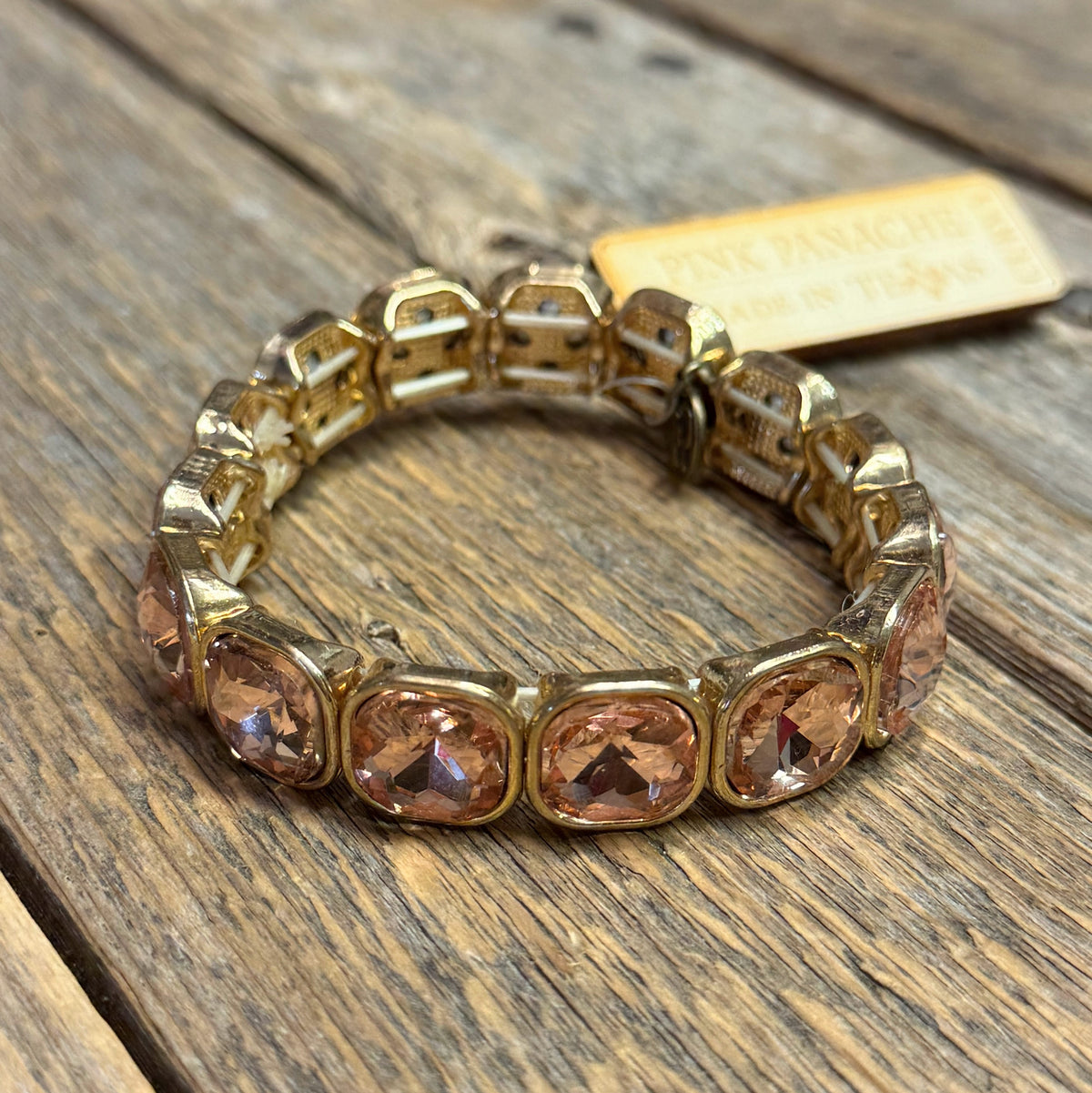 Light Rose+Gold Stretch Bracelet | Pink Panache