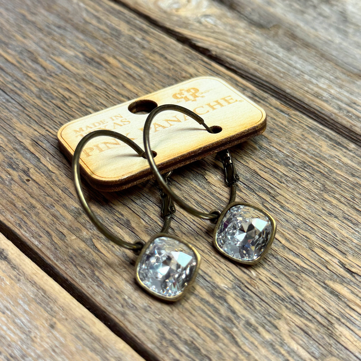 Clear Crystal | Bronze | Small Hoops | Pink Panache