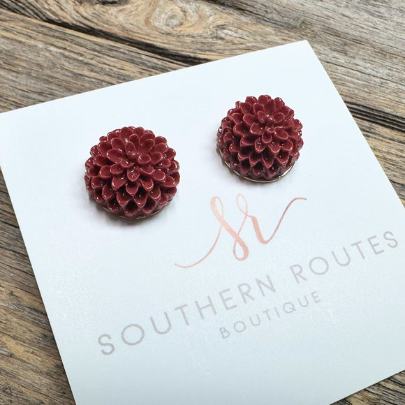 Textured Stud Earrings | Maroon