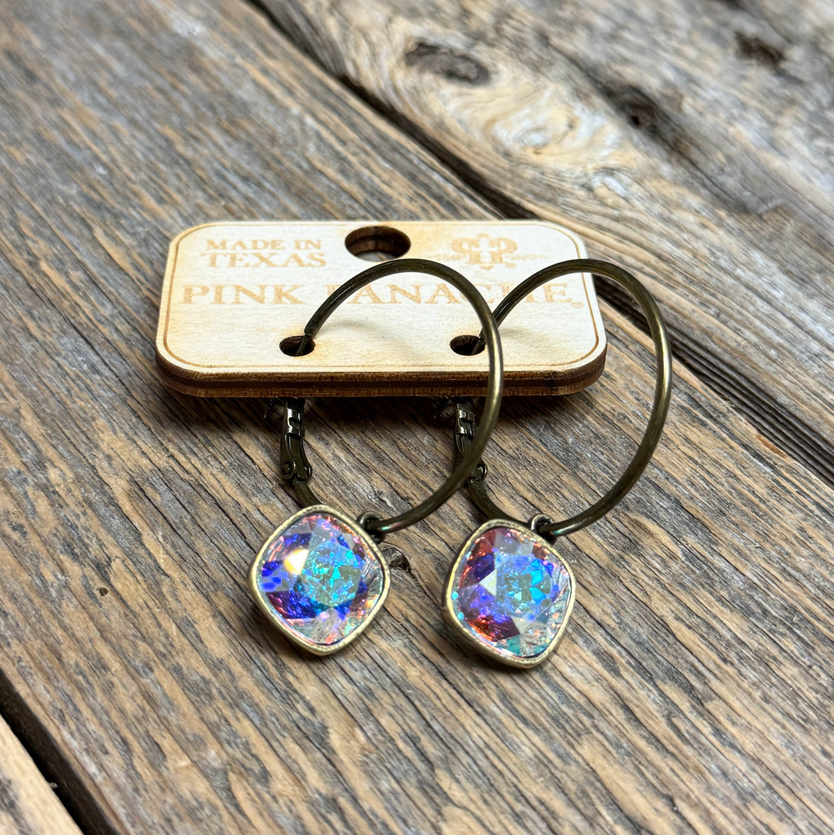 AB Crystal | Bronze | Small Hoops | Pink Panache