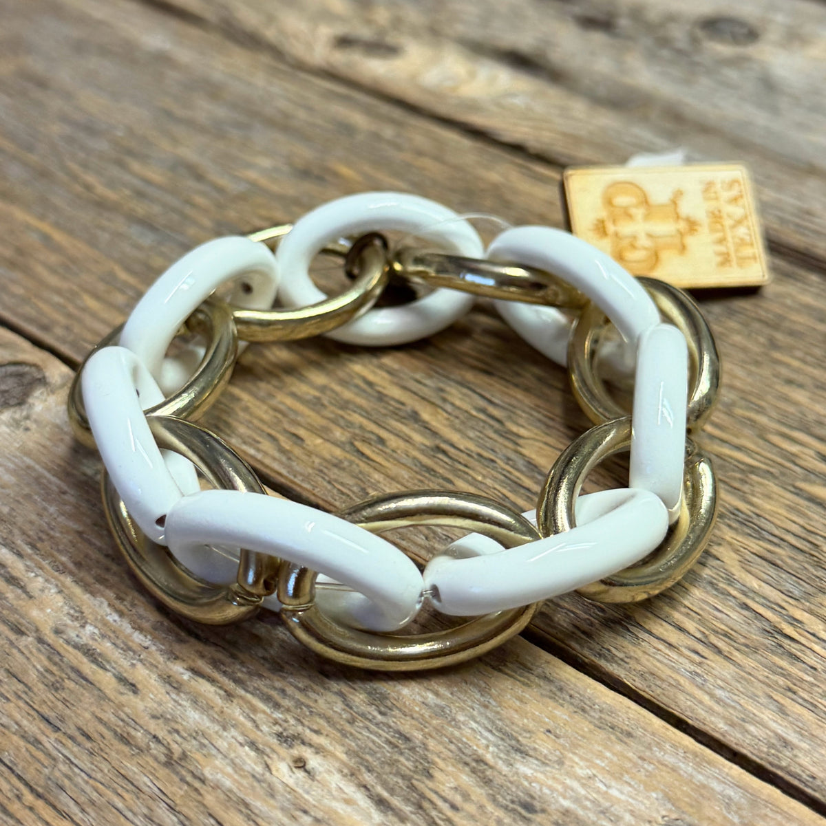 White Chunky Chain Stretch Bracelet | Pink Panache