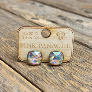 AB Crystal | 12mm Bronze Studs | Pink Panache