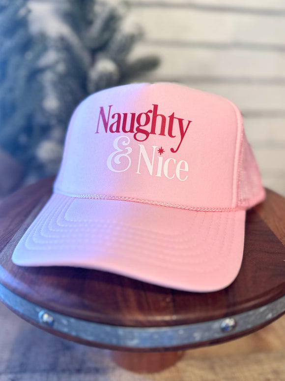 Naughty & Nice Trucker Hat | Light Pink