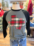 Plaid Texas Long Sleeve Raglan Tee | Grey/Black