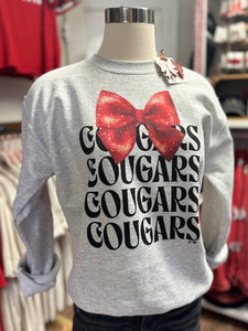 YOUTH+ADULT! Cougars Bow Repeat Sweatshirt | Heather Grey